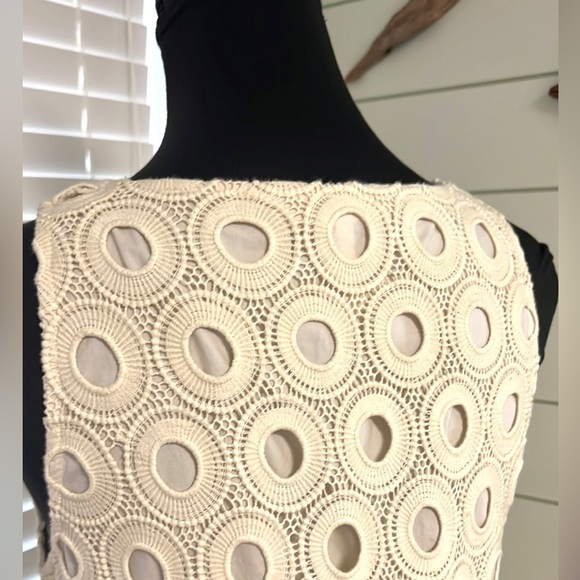 Rebecca Moses,Ivory Cotton,Circle Eyelet  Dress,Pockets,Lined,Classic,EUC Size S - Picture 11 of 14